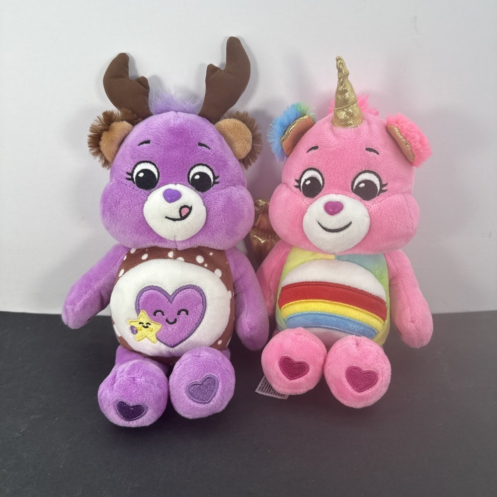 Care Bears Cheer Bear Pegasus 9" Plush  And Sweet Deer Lot Of Care Bears